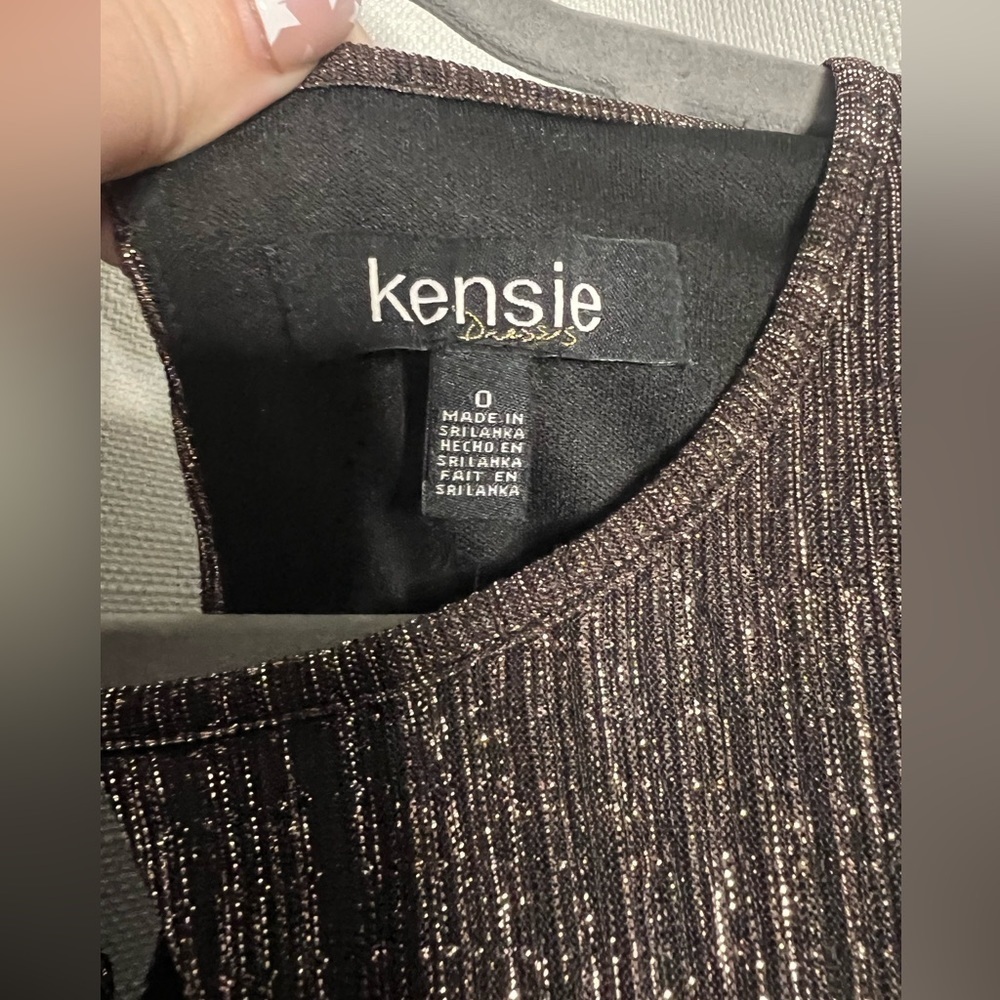 Kensie Black and Bronze Metallic Smocked Midi Dress Small - Picture 6 of 13